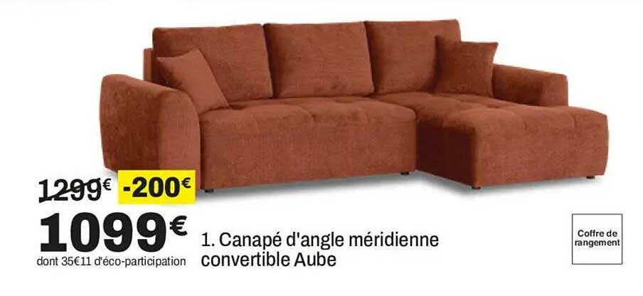 Canapé d'angle méridienne convertible Aube