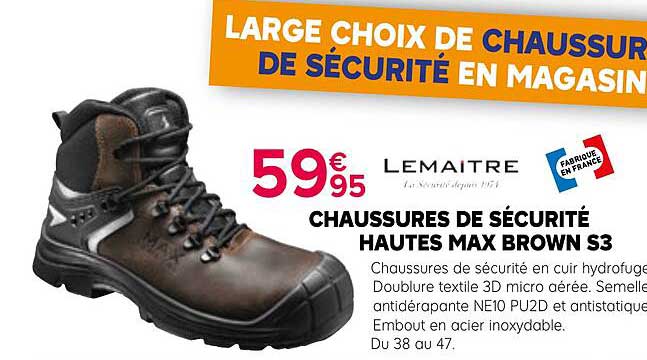 CHAUSSURES DE SÉCURITÉ HAUTES MAX BROWN S3