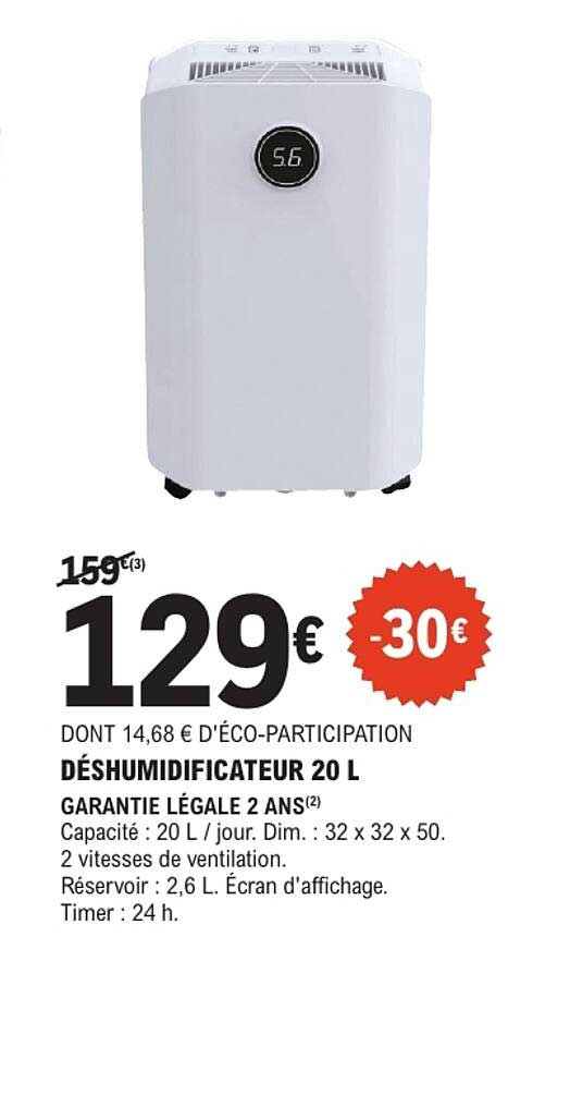 DÉSHUMIDIFICATEUR 20 L