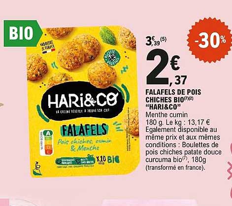FALAFELS DE POIS CHICHES BIO “HARI&CO”