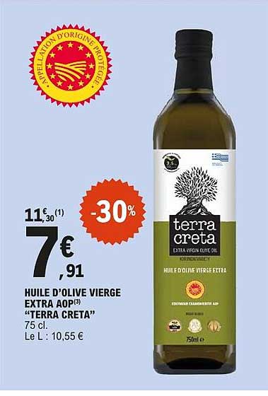HUILE D’OLIVE VIERGE EXTRA AOP “TERRA CRETA” 75 cl. Le L : 10,55 €