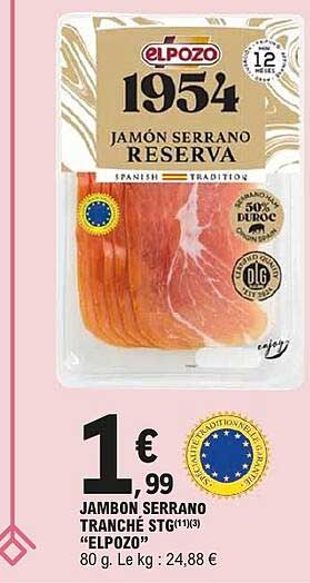 JAMBON SERRANO TRANCHÉ STG(1/3) «ELPOZO»