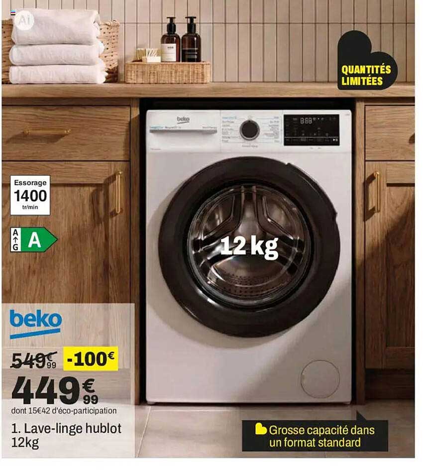 Lave-linge hublot 12kg