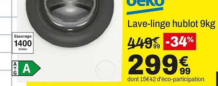 Lave-linge hublot 9kg