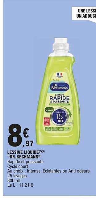 LESSIVE LIQUIDE “DR.BECKMANN” Rapide et puissante Cycle court