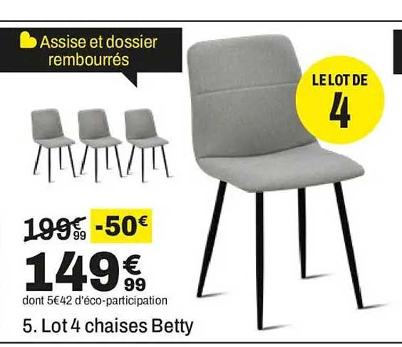 Lot 4 chaises Betty