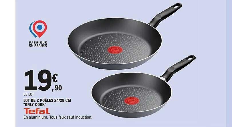 LOT DE 2 POÊLES 24/28 CM "ONLY COOK" Tefal