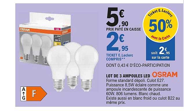 LOT DE 3 AMPOULES LED OSRAM