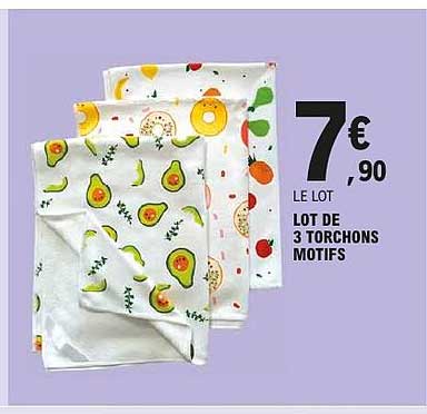 LOT DE 3 TORCHONS MOTIFS