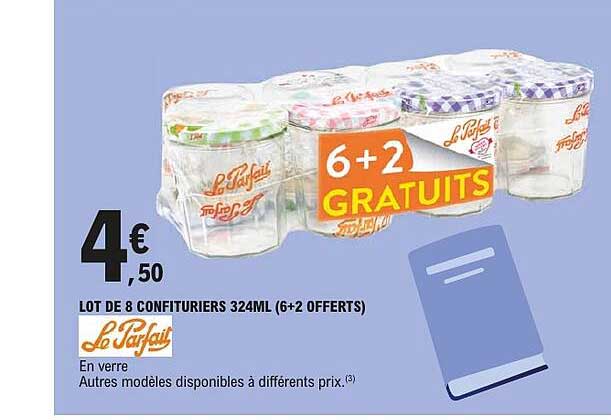 LOT DE 8 CONFITURIERS 324ML (6+2 OFFERTS)