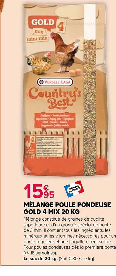 MÉLANGE POULE PONDEUSE GOLD 4 MIX 20 KG