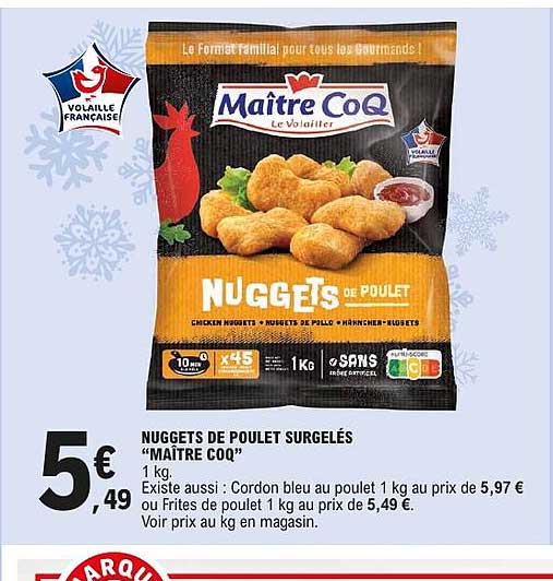 NUGGETS DE POULET SURGELÉS “MAÎTRE COQ”