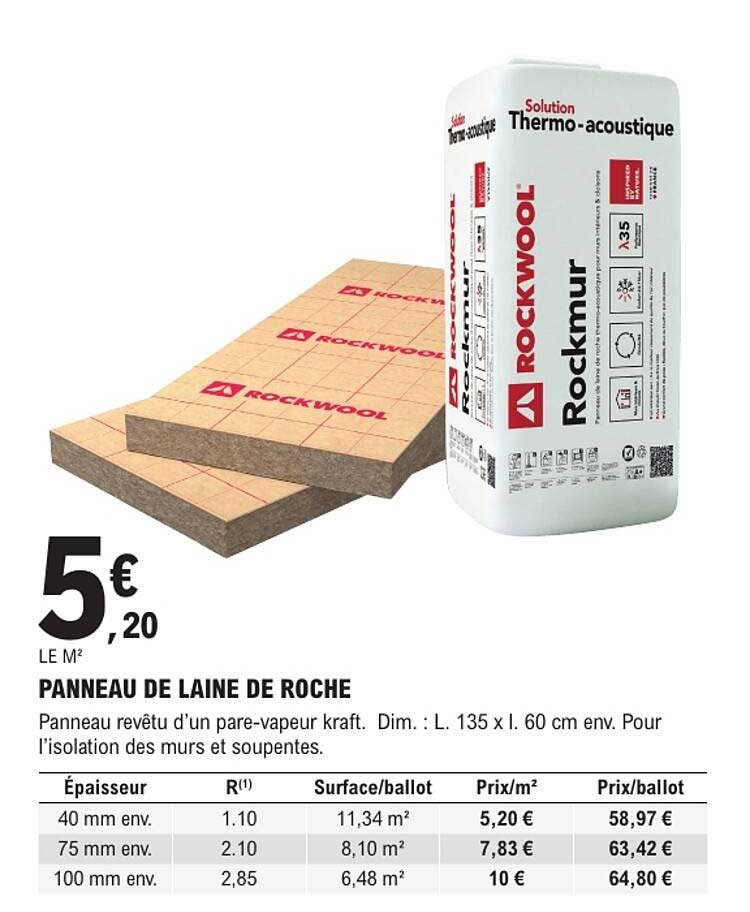 PANNEAU DE LAINE DE ROCHE