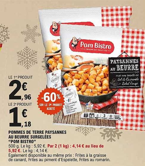 POMMES DE TERRE PAYSANNES AU BEURRE SURGELÉES "POM BISTRO"
