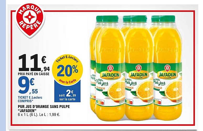 PUR JUS D'ORANGE SANS PULPE "JAFADEN"
