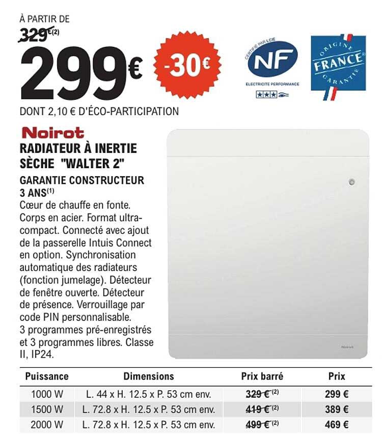RADIATEUR À INERTIE SÈCHE “WALTER 2”