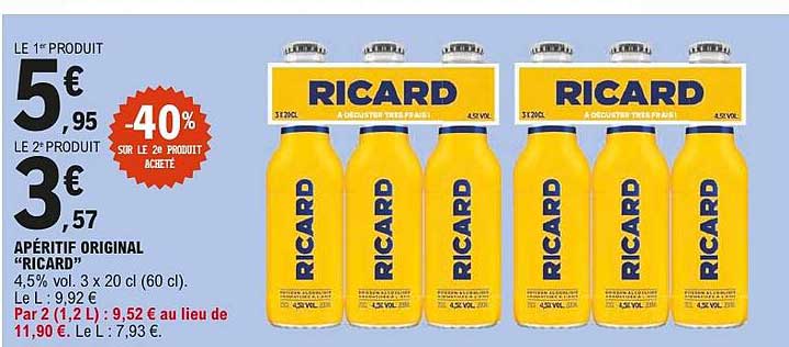 RICARD APPÉRITIF ORIGINAL 4,5% vol. 3 x 20 cl (60 cl)