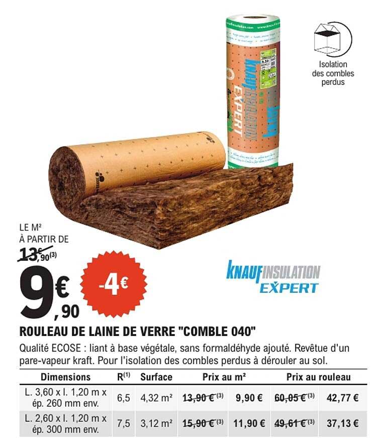 ROULEAU DE LAINE DE VERRE "COMBLE 040"