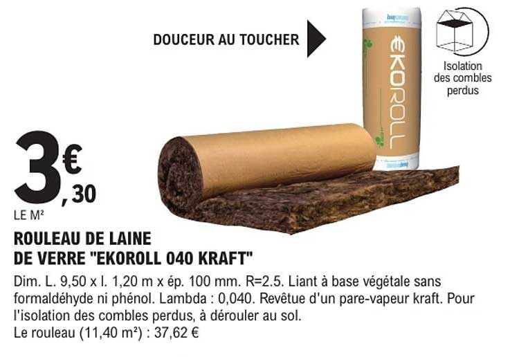 ROULEAU DE LAINE DE VERRE "EKOROLL 040 KRAFT"