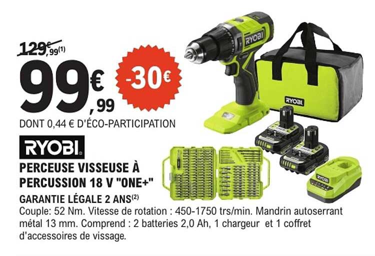 RYOBI. PERCEUSE VISSEUSE À PERCUSSION 18 V "ONE+"