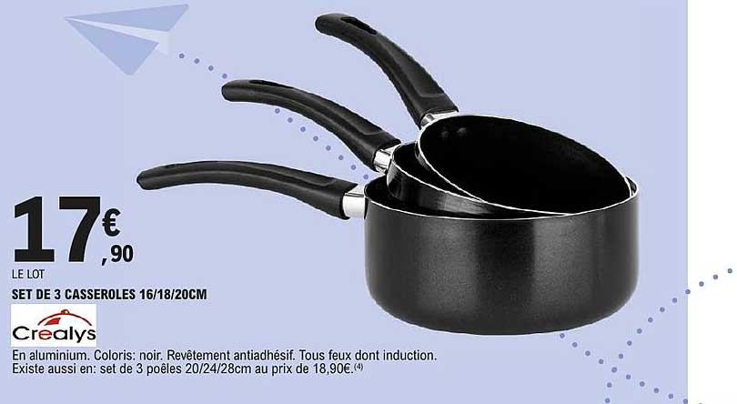 SET DE 3 CASSEROLES 16/18/20CM