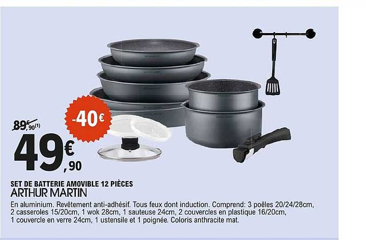 SET DE BATTERIE AMOVIBLE 12 PIÈCES ARTHUR MARTIN