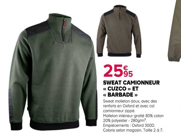 SWEAT CAMIONNEUR « CUZCO » ET « BARBADE »