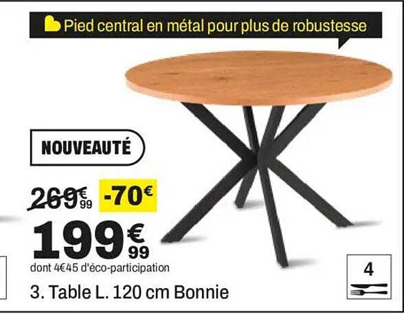Table L. 120 cm Bonnie