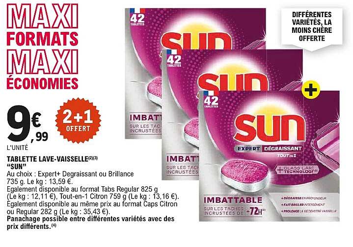 TABLETTE LAVE-VAISSELLE "SUN"