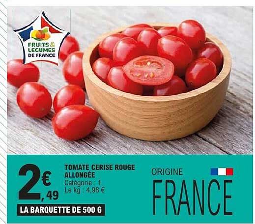 TOMATE CERISE ROUGE ALLONGÉE