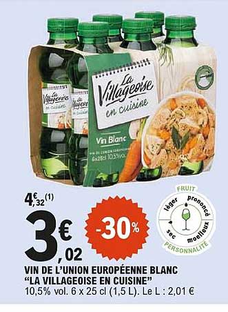 Vin de l'Union européenne blanc “La Villageoise en cuisine”