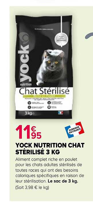 YOCK NUTRITION CHAT STÉRILISÉ 3 KG