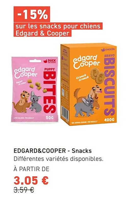 -15% sur les snacks pour chiens Edgard & Cooper