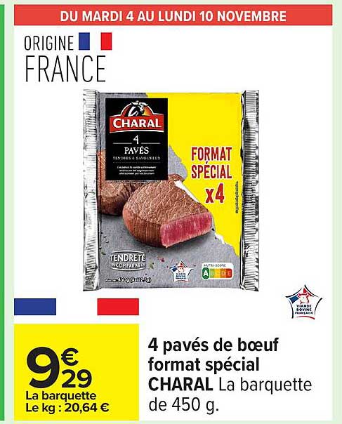 4 pavés de bœuf format spécial CHARAL