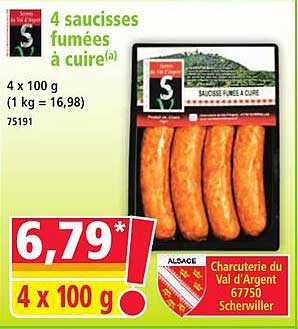4 saucisses fumées à cuire