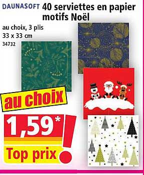40 serviettes en papier motifs Noël