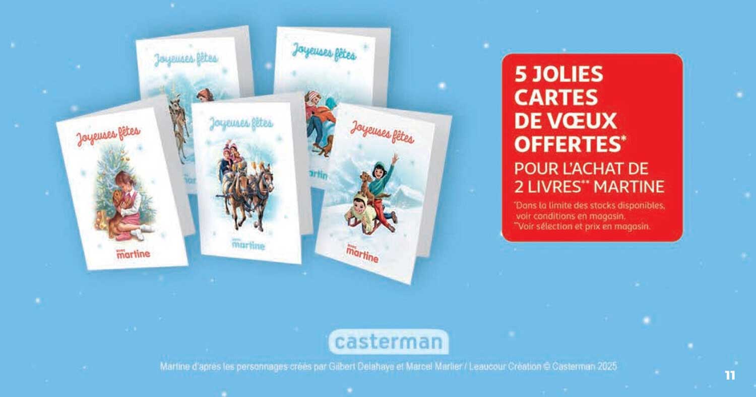 5 JOLIES CARTES DE VOEUX OFFERTES* POUR L'ACHAT DE 2 LIVRES* MARTINE
