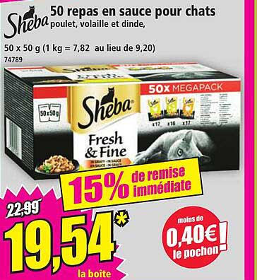 50 repas en sauce pour chats poulet, volaille et dinde