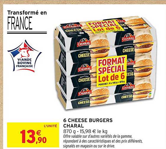 6 CHEESE BURGERS CHARAL