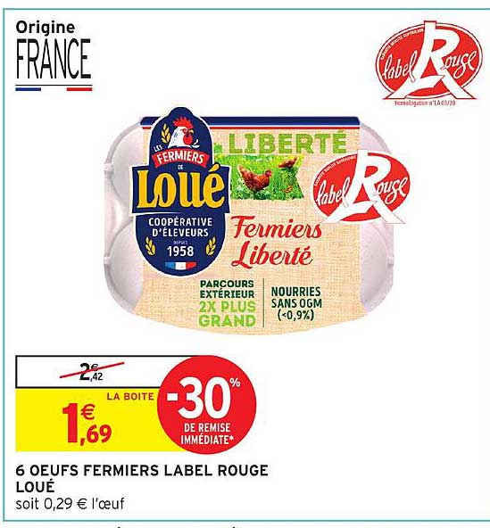 6 OEUFS FERMERS LABEL ROUGE LOUE