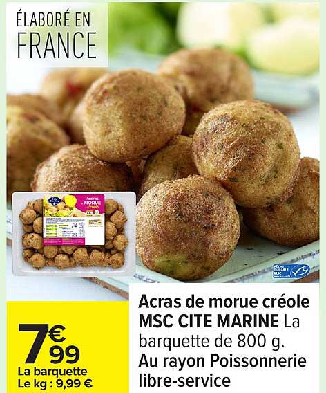 Acras de morue créole MSC CITE MARINE La barquette de 800 g.