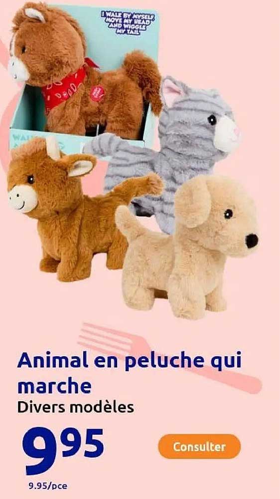 Animal en peluche qui marche