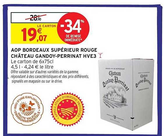 AOP BORDEAUX SUPÉRIEUR ROUGE CHÂTEAU GANDOY-PERRINAT HVE3