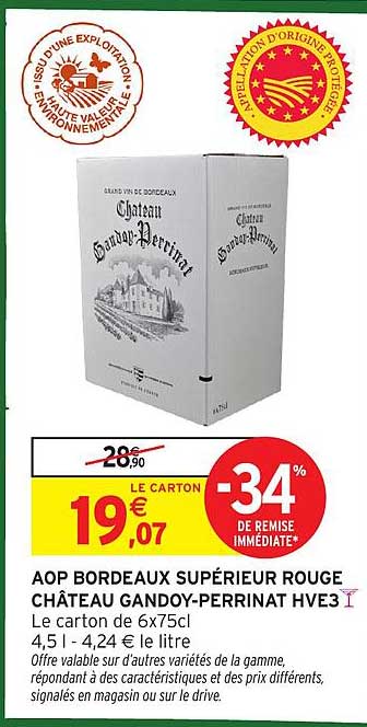 AOP BORDEAUX SUPÉRIEUR ROUGE CHÂTEAU GANDOY-PERRINAT HVE3