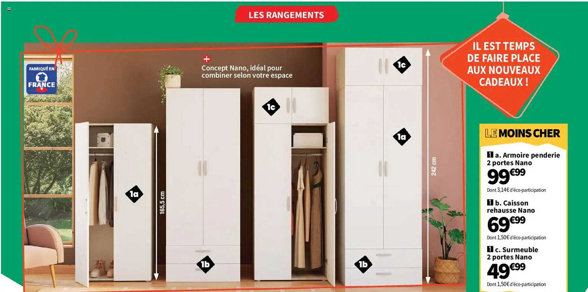 Armoire penderie 2 portes Nano