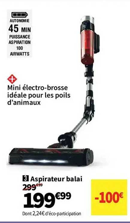 Aspirateur balai Mini électro-brosse idéale pour les poils d’animaux