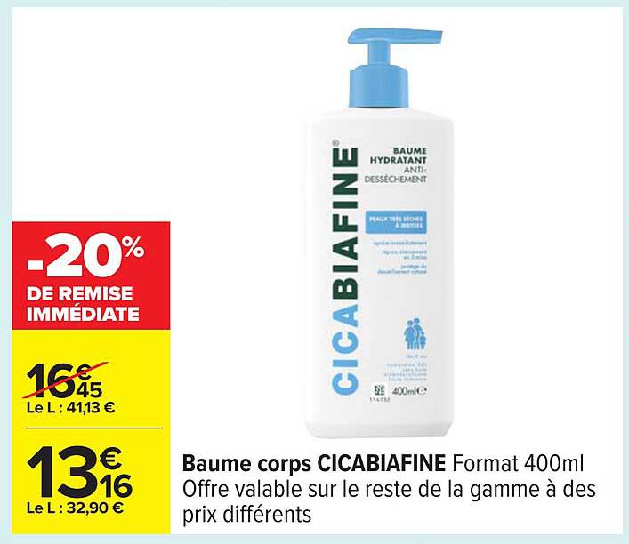 Baume corps CICABIAFINE Format 400ml