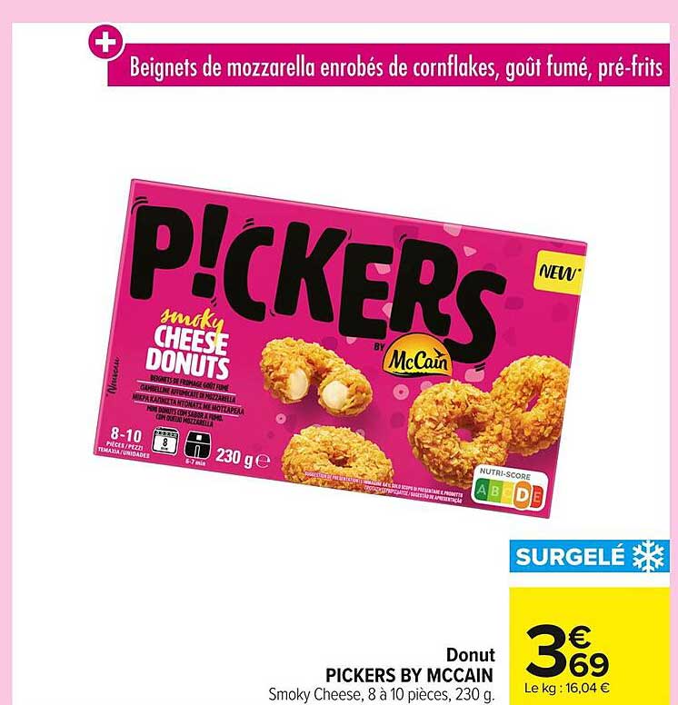 Beignets de mozzarella enrobés de cornflakes, goût fumé, pré-frits