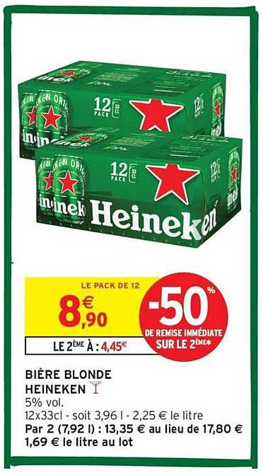 BIÈRE BLONDE HEINEKEN