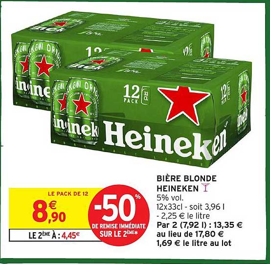 BIÈRE BLONDE HEINEKEN